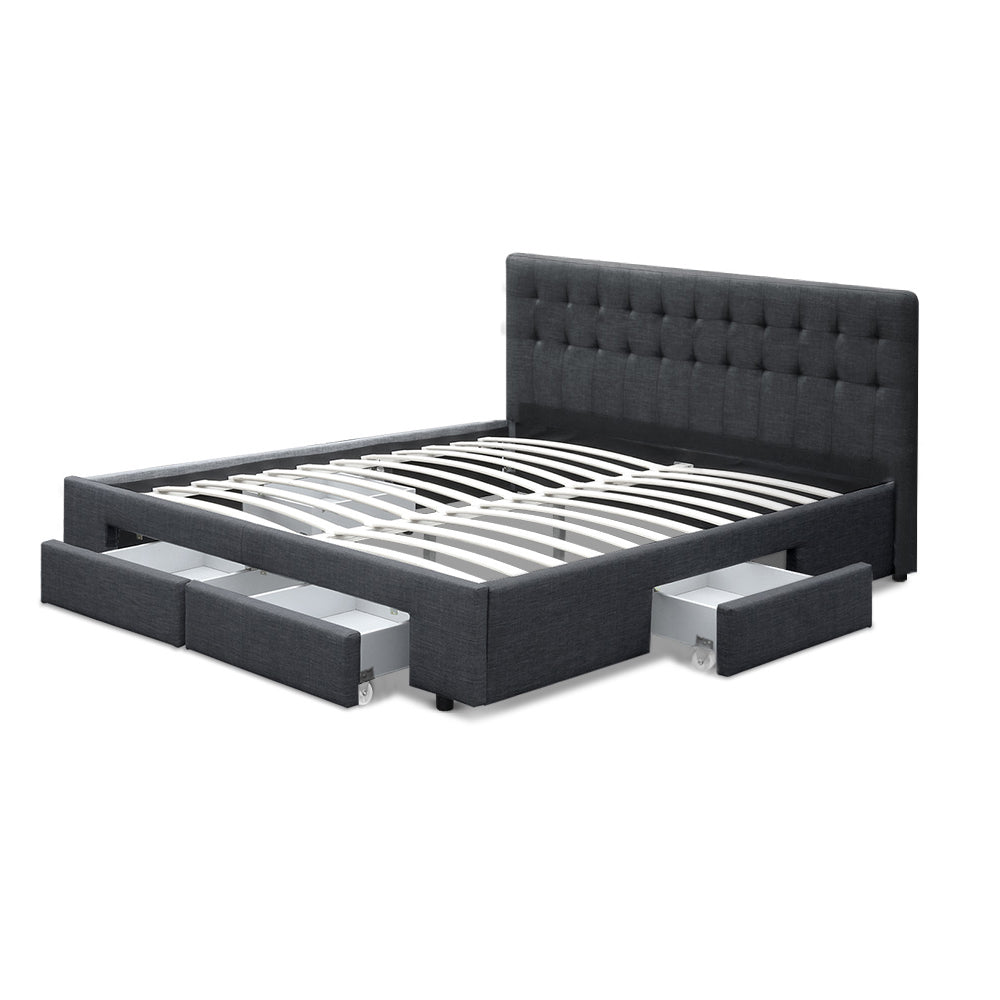 Ava Bedframe With Drawers in Charcoal
