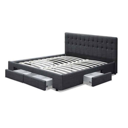 Ava Bedframe With Drawers in Charcoal