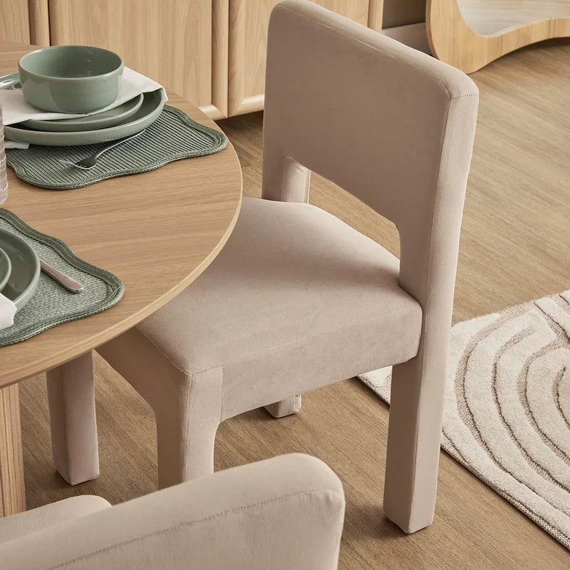 Claude Set of 4 Dining Chairs Beige Velvet