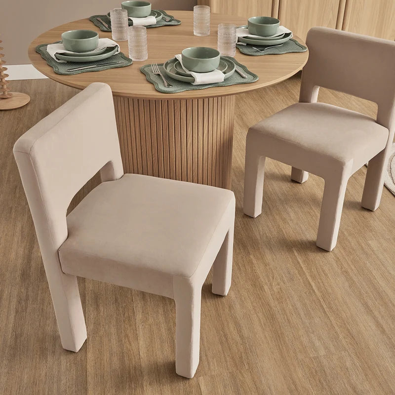 Claude Set of 4 Dining Chairs Beige Velvet