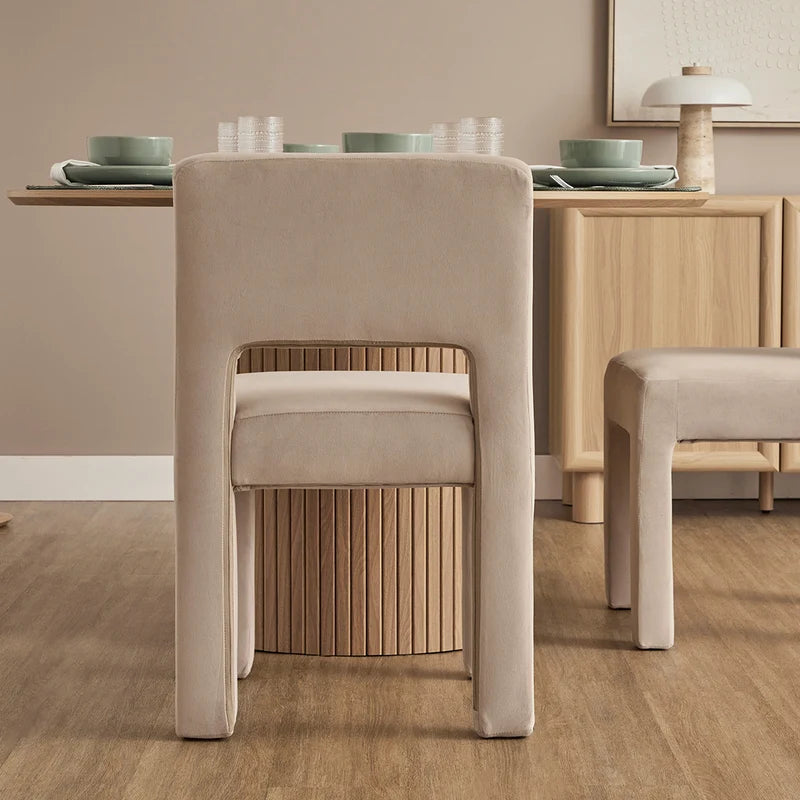 Claude Set of 4 Dining Chairs Beige Velvet