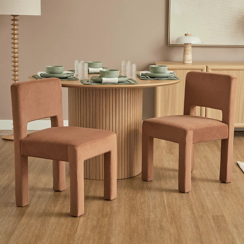 Claude Set of 4 Dining Chairs Rust Velvet
