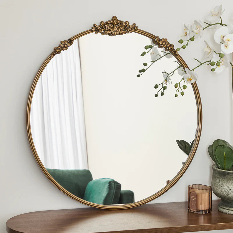 Florence Baroque Round Mirror Gold