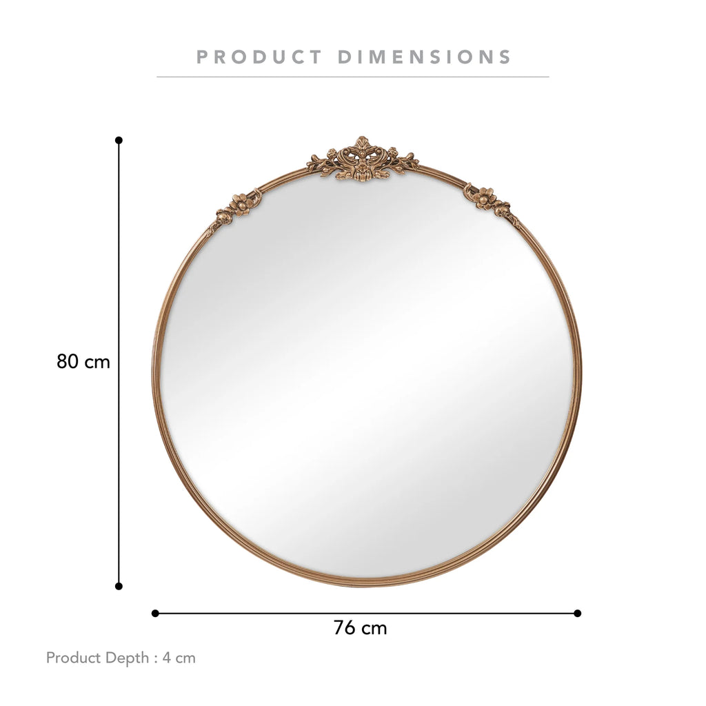 Florence Baroque Round Mirror Gold