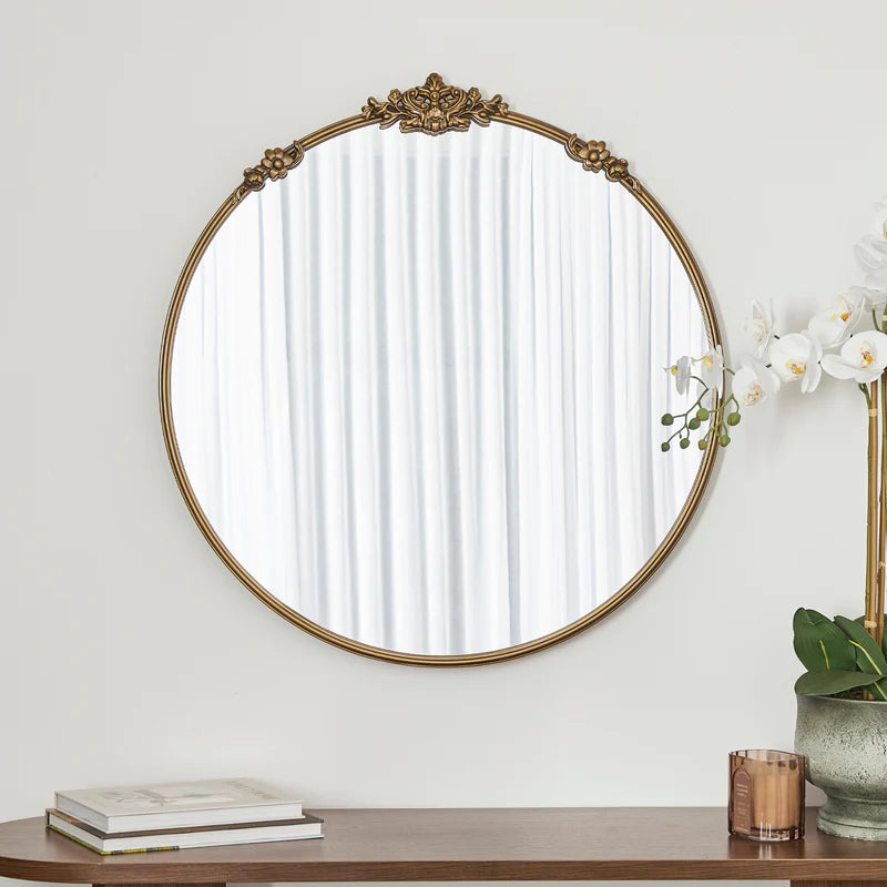Florence Baroque Round Mirror Gold