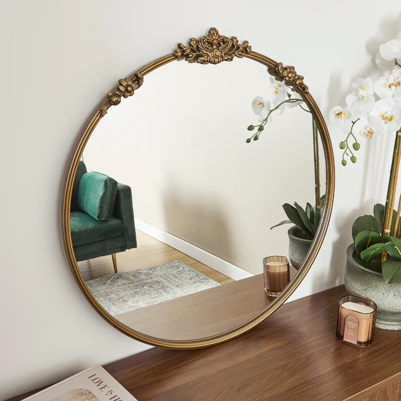 Florence Baroque Round Mirror Gold