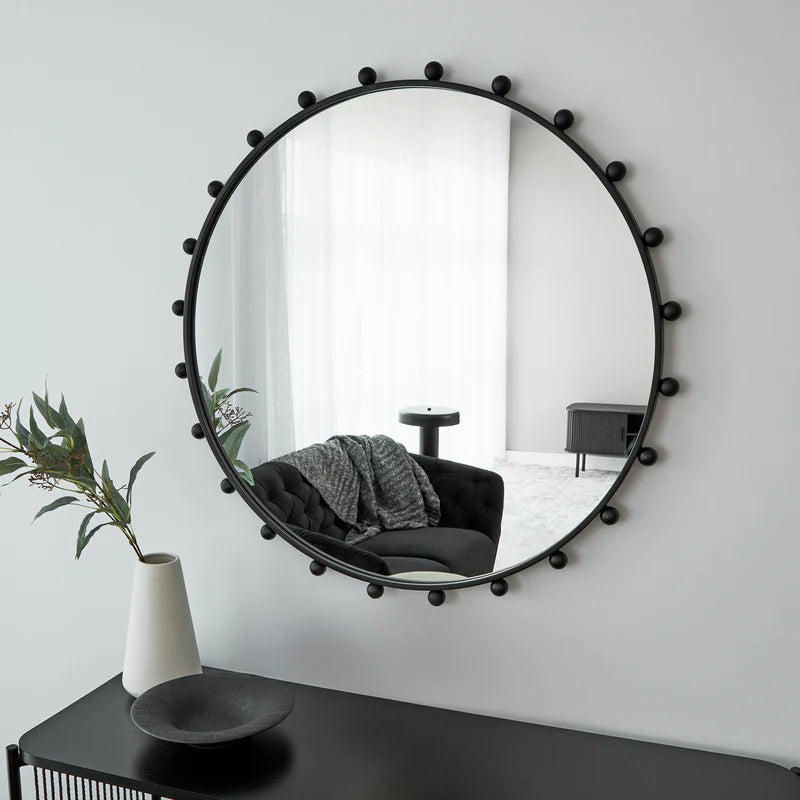 Orbit Sphere 90cm Round Mirror BLACK