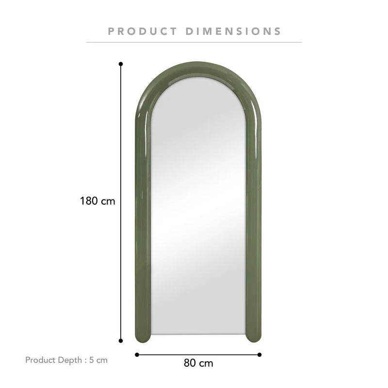 Gigi 180cm Gloss Arch Mirror OLIVE GREEN