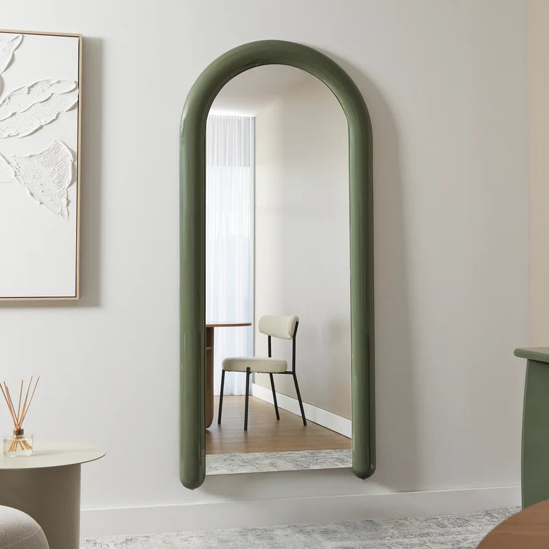 Gigi 180cm Gloss Arch Mirror OLIVE GREEN