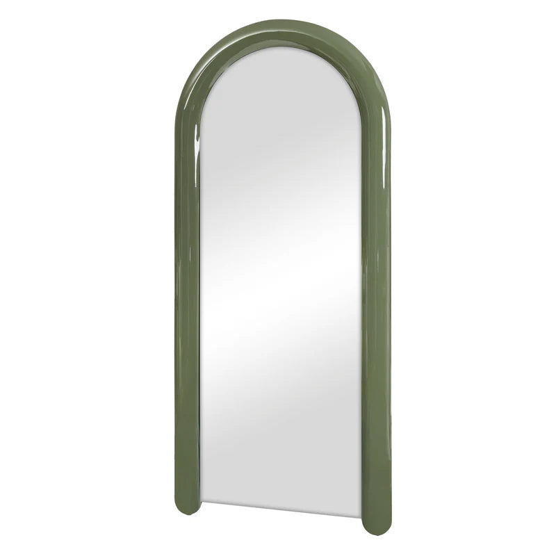 Gigi 180cm Gloss Arch Mirror OLIVE GREEN