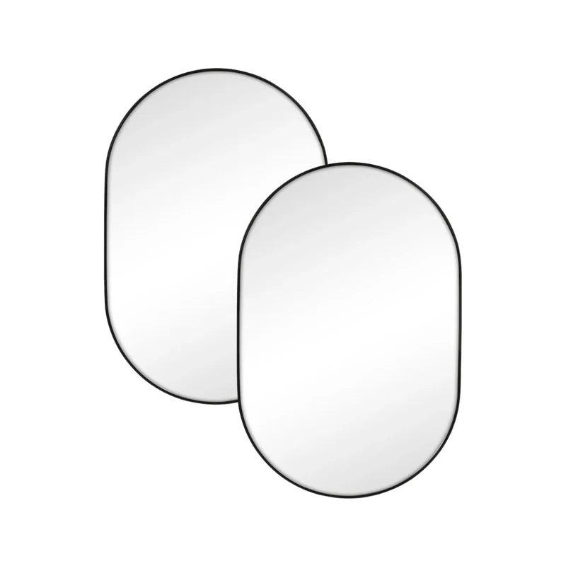 Zoe 90cm Oval Mirror BLACK (Set of 2)