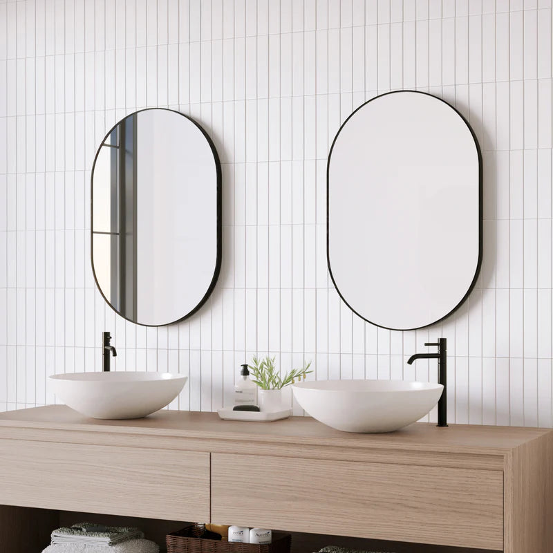 Zoe 90cm Oval Mirror BLACK (Set of 2)