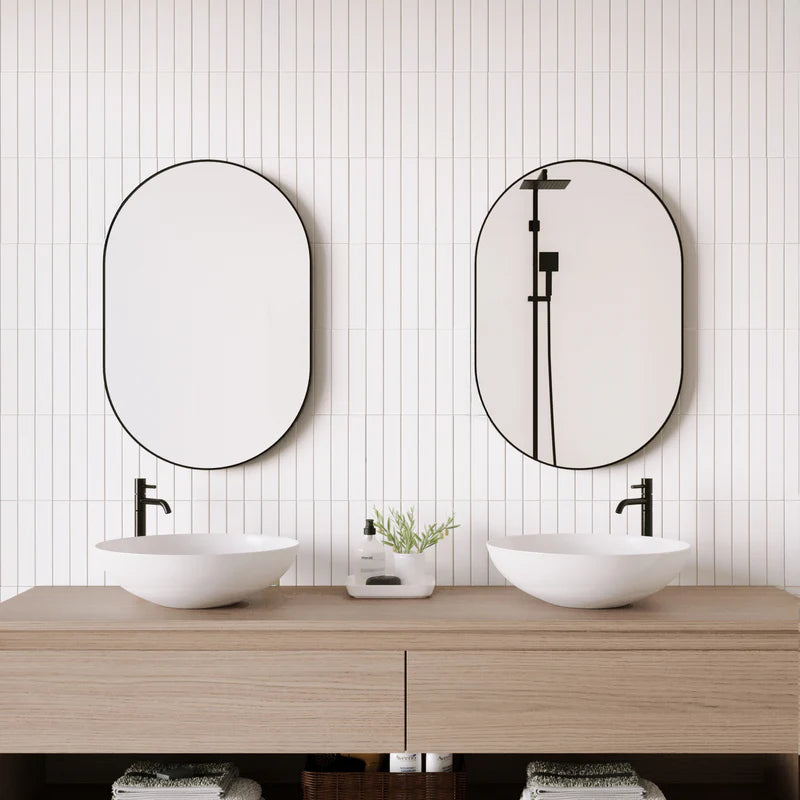 Zoe 90cm Oval Mirror BLACK (Set of 2)