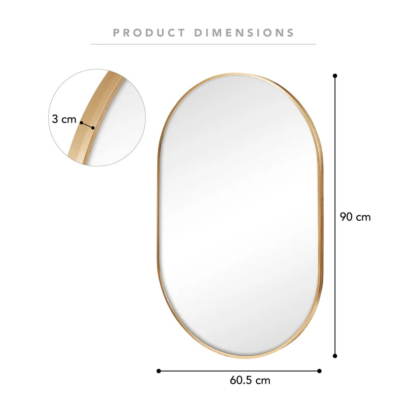 Zoe 90cm Oval Mirror GOLD (Set of 2)