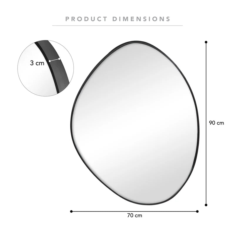 90cm Pebble Mirror BLACK