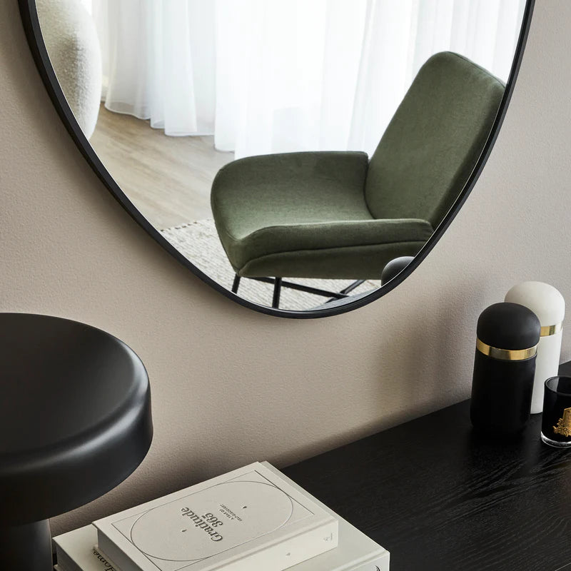 90cm Pebble Mirror BLACK