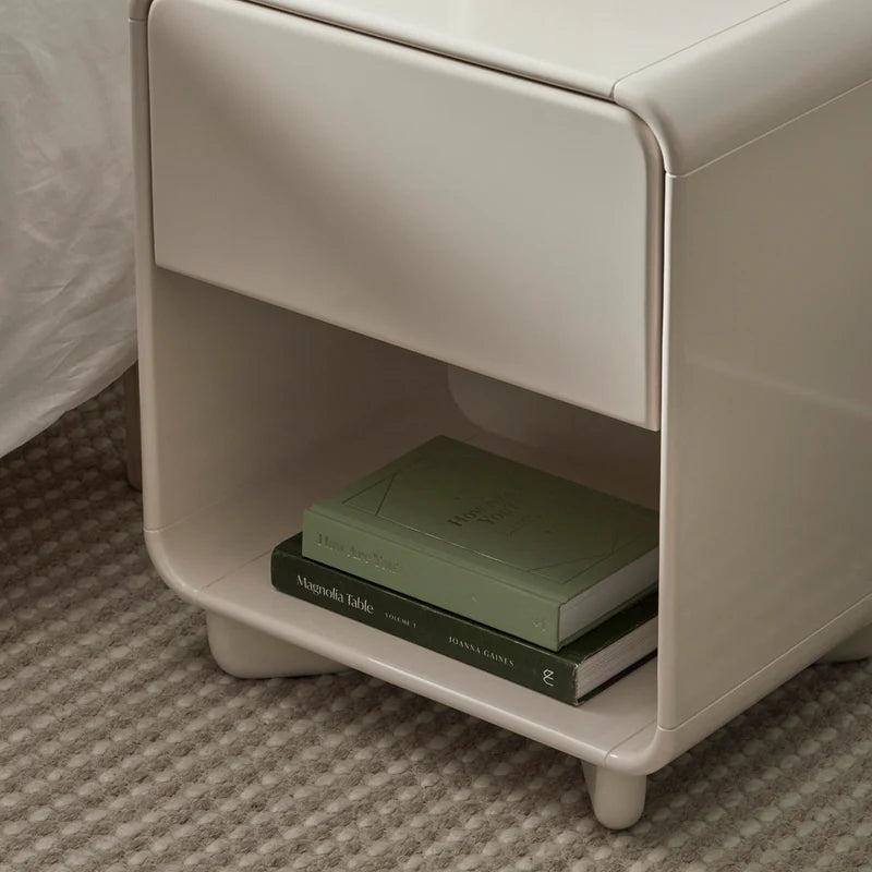 Charlie Gloss Bedside Table Cream (Set of 2)