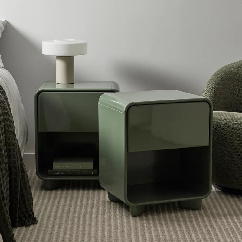 Charlie Gloss Bedside Table Green (Set of 2)