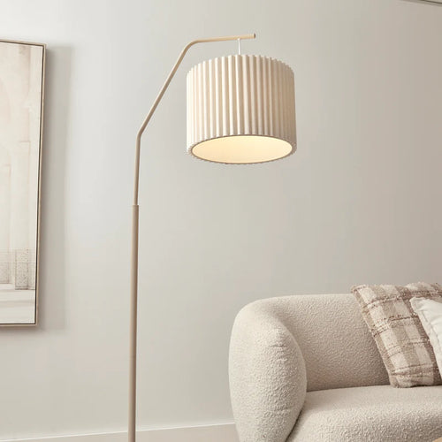 Astrid Hanging Ribbed Floor Lamp Oat