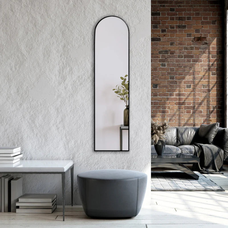 Cindy 120cm Arched Leaning Wall Mirror BLACK