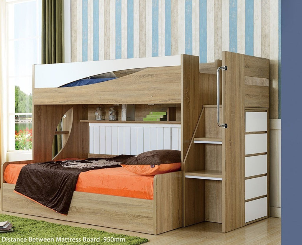 Olly BedFrame With Ladder/Shelf/Storage