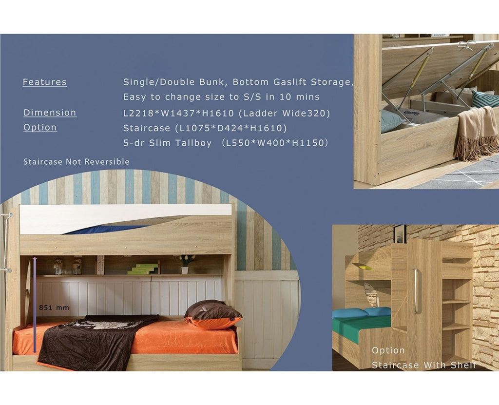 Olly BedFrame With Ladder/Shelf/Storage