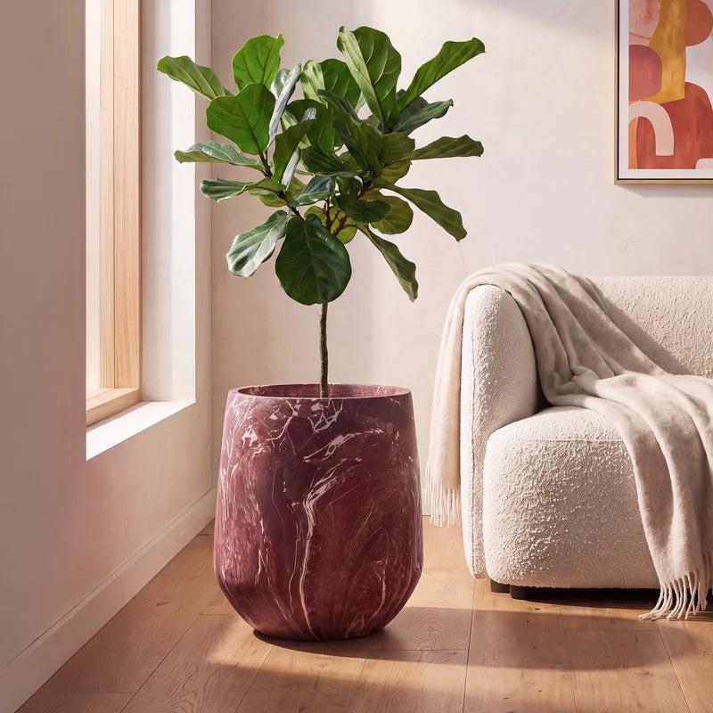 Ziggy Planter Red Marble Look 50CM