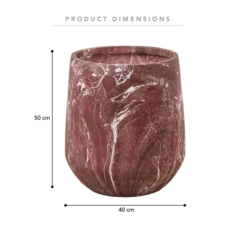 Ziggy Planter Red Marble Look 50CM