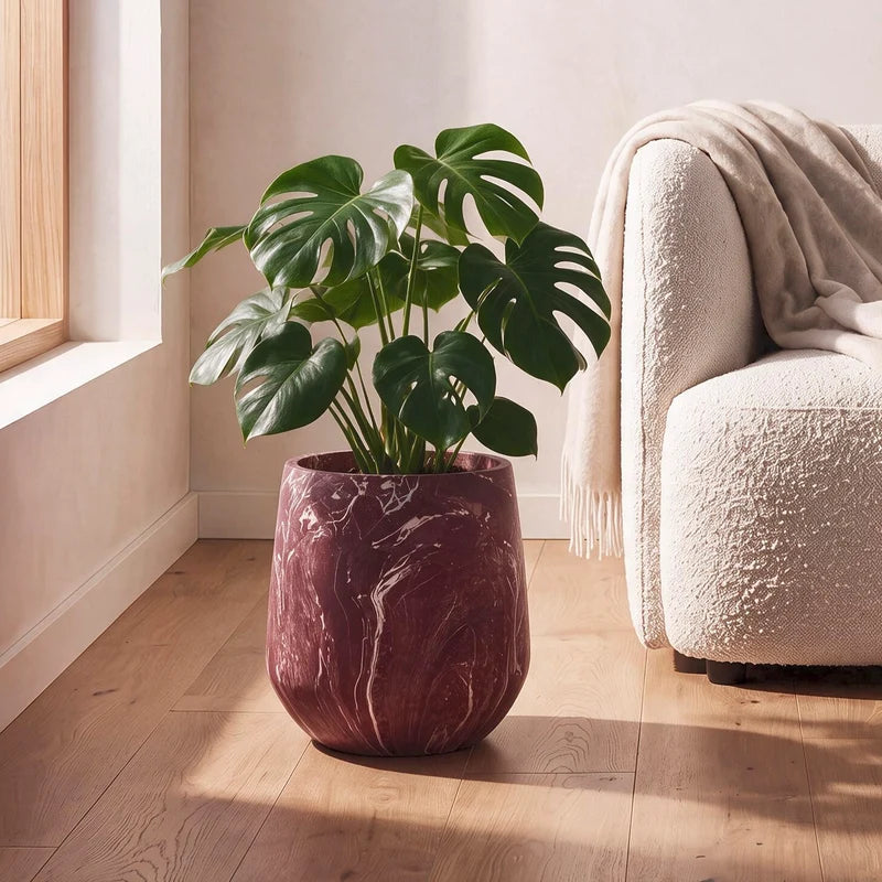 Ziggy Planter Red Marble Look 37CM