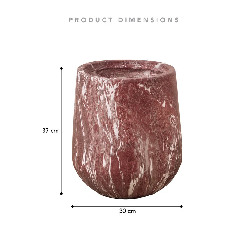 Ziggy Planter Red Marble Look 37CM
