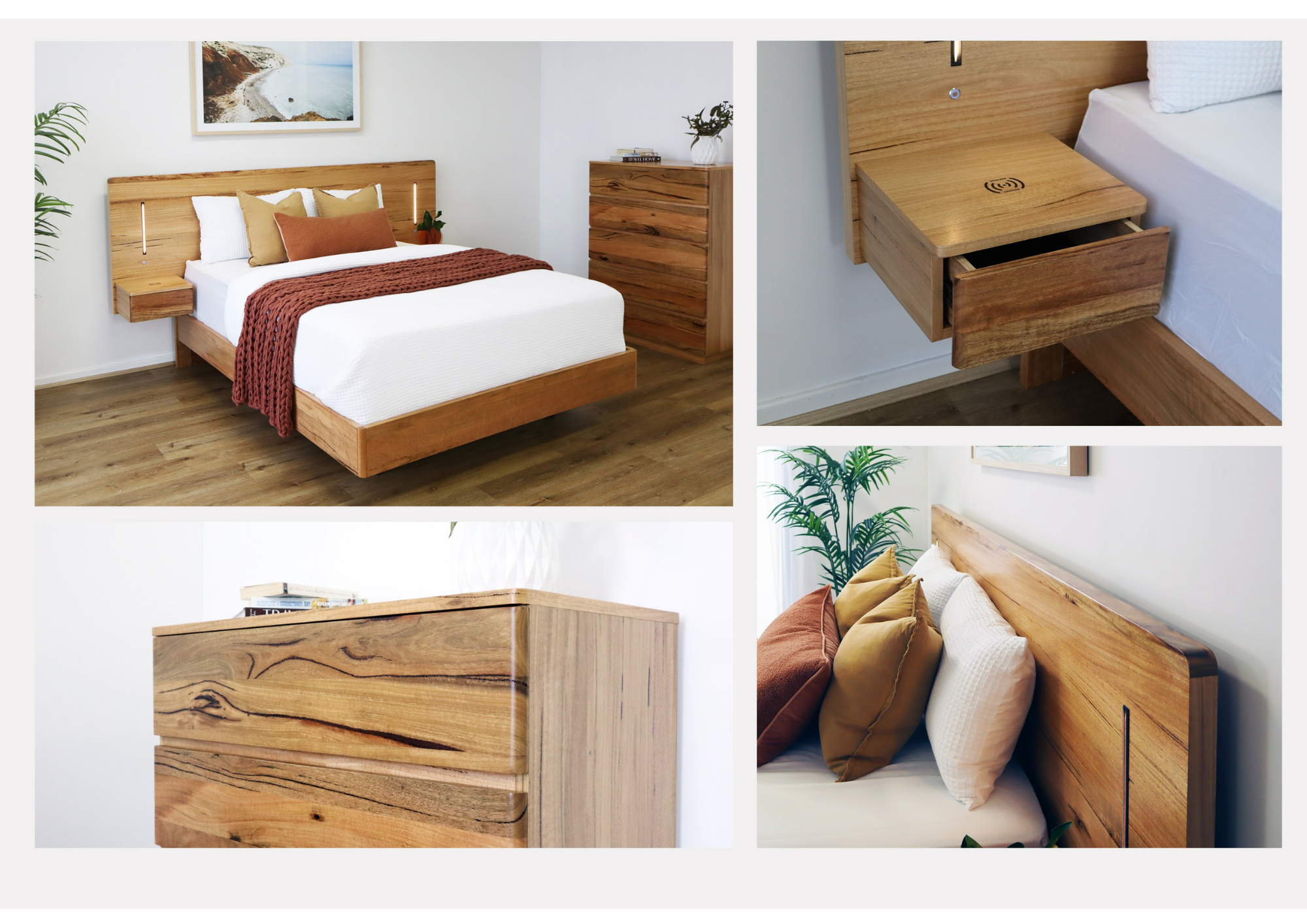 Brooklyn Bedframe with inbuild bedsides