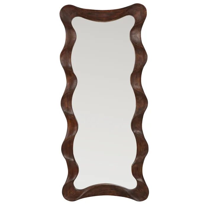 Ripple Wood Mirror Brown