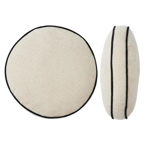 Lava Velvet Round Cushion Ivory/Black